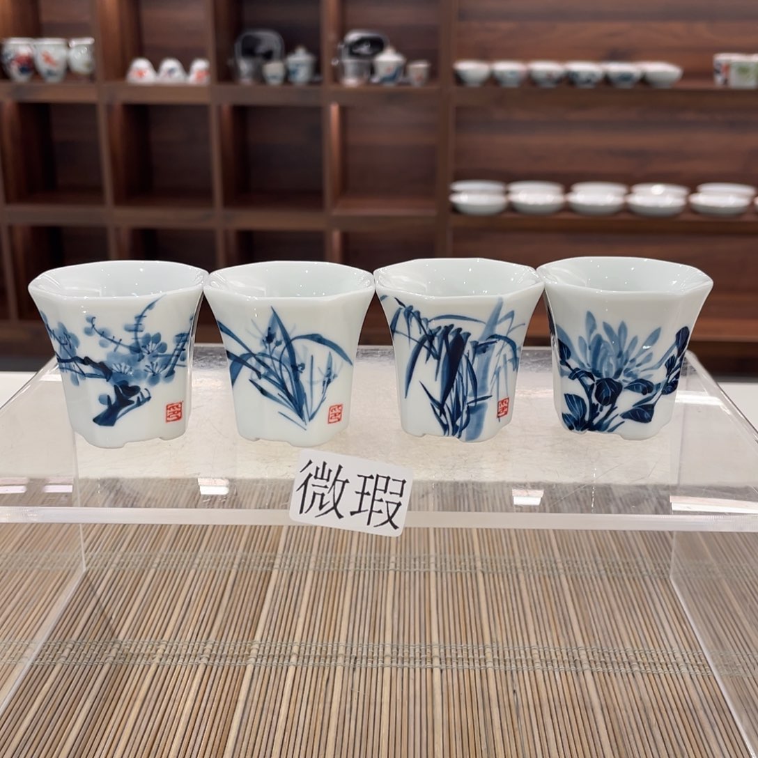 釉下手绘茶具微瑕