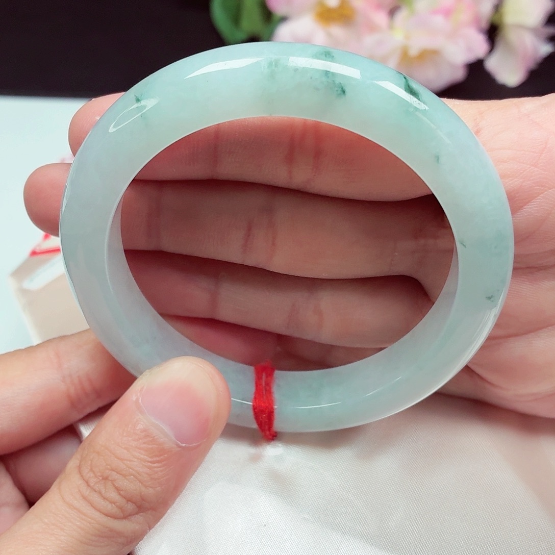 翡翠足银镶嵌手镯60.6圈口