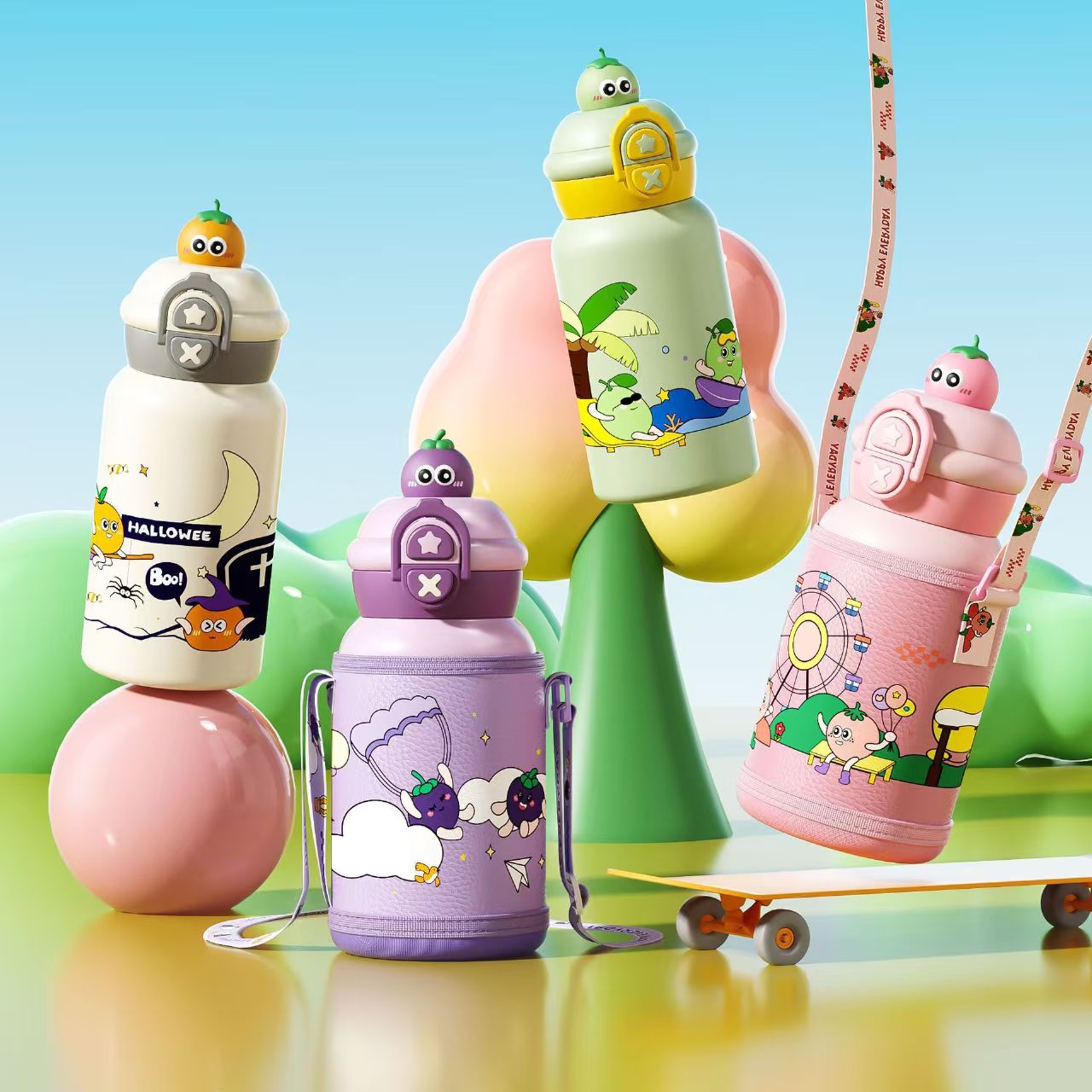 新款儿童保温杯带吸管316不锈钢男女童幼儿园小学生上学专用水杯