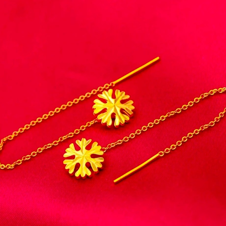 黄铜耳饰 铜合金耳饰【雪花耳线】8厘米时尚百搭