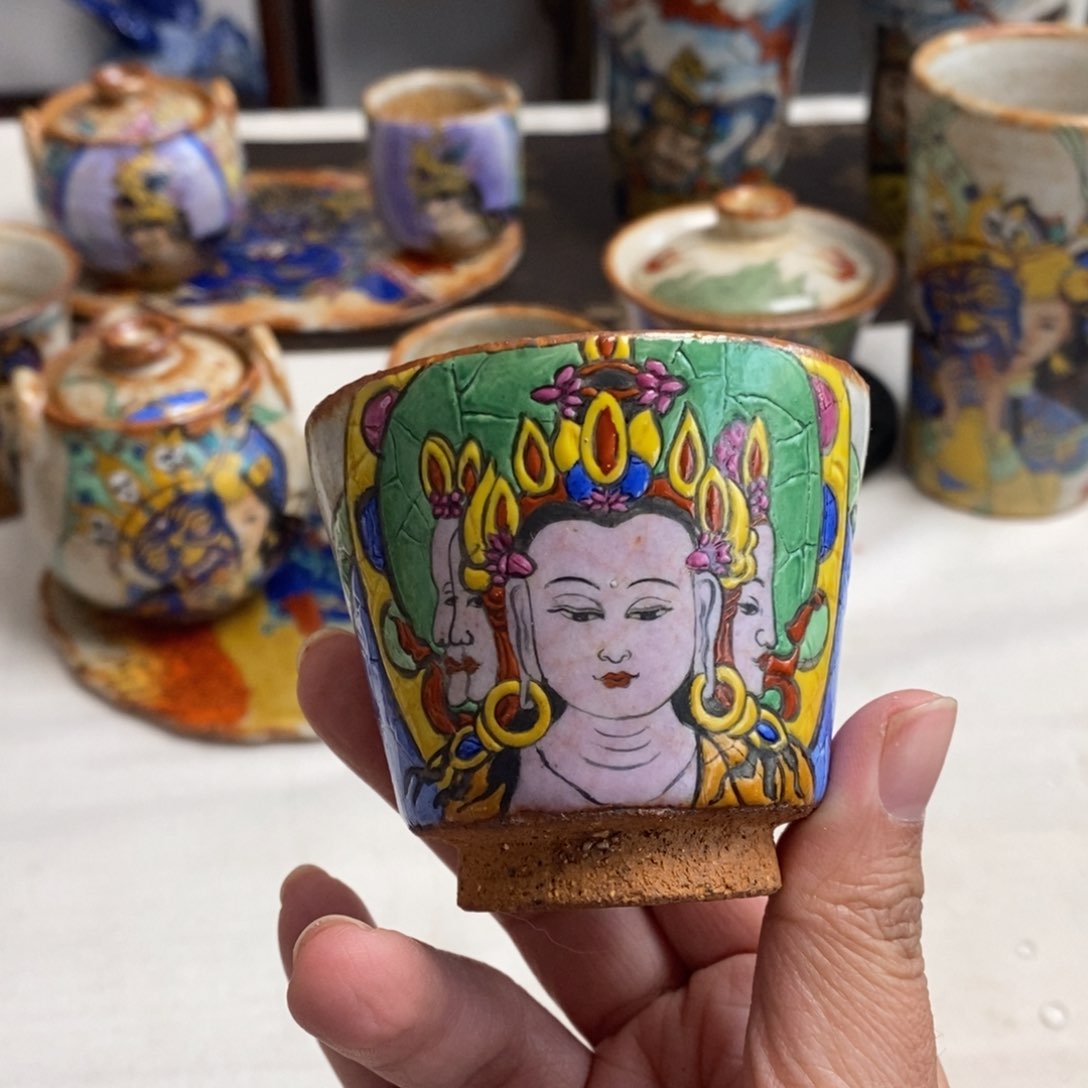 手工手绘大日如来茶杯