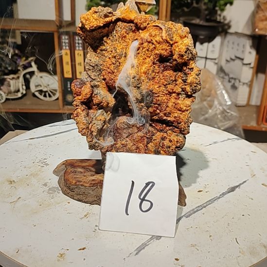 果***铁松木18北沉香琥珀木天然造型山水摆件