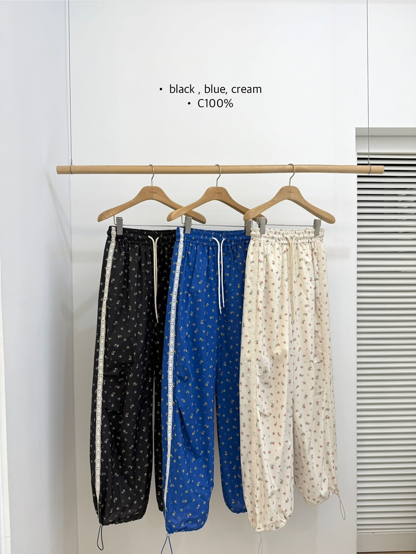 韩国东大门BY新品碎花抽绳防晒小清新长裤NO退NO换