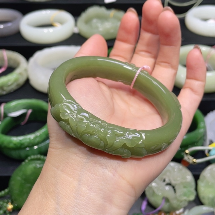 和田玉手镯59+圈口 编号41贵妃镯未镶嵌