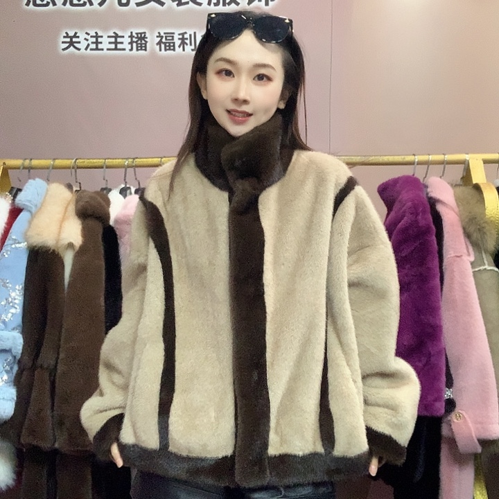 双色帕斯条短外套