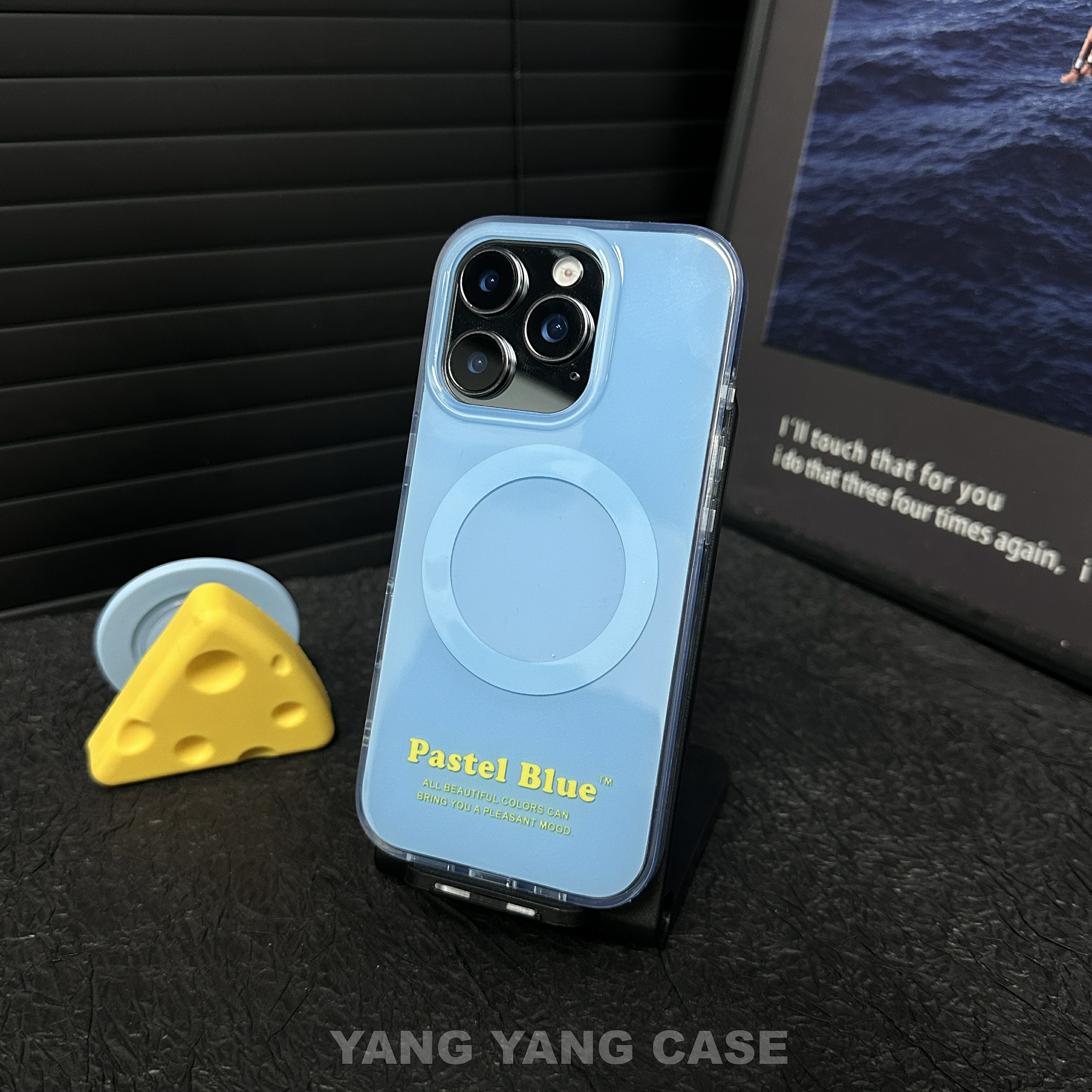 简约ins风淡蓝色磁吸适用苹果iphone161514promax可爱情侣手机壳