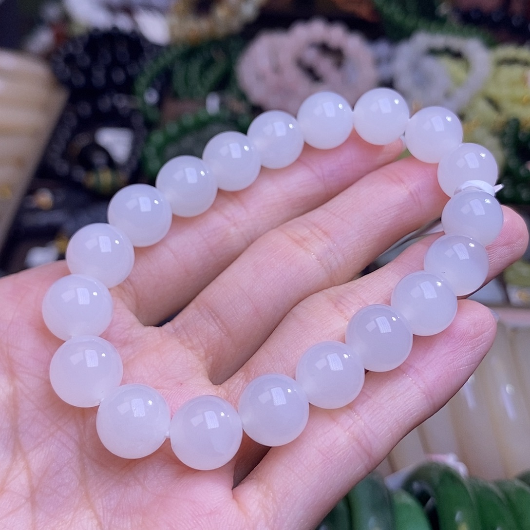 和田玉未镶嵌颈饰新疆白玉手串10MM