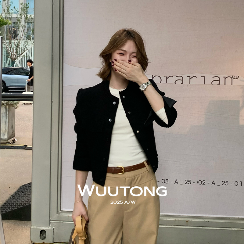 WuuTong【画廊】秋季古早高支高密针织修身短外套