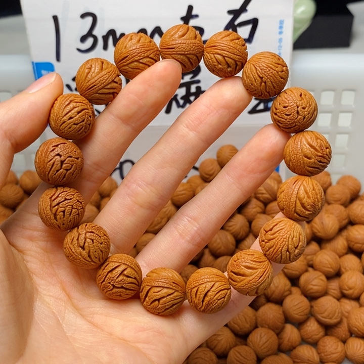 桃核手串14mm左右绣球单圈