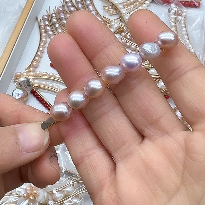 淡水珍珠发饰银S925镶嵌