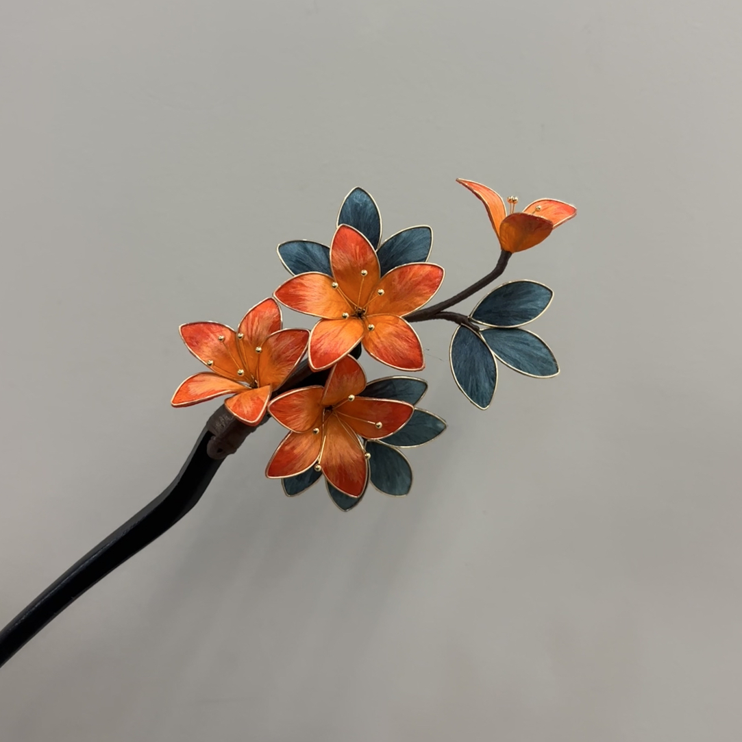 非遗蚕丝绒花纯手工制作千金风发簪国风头饰簪子古风复古发夹边夹