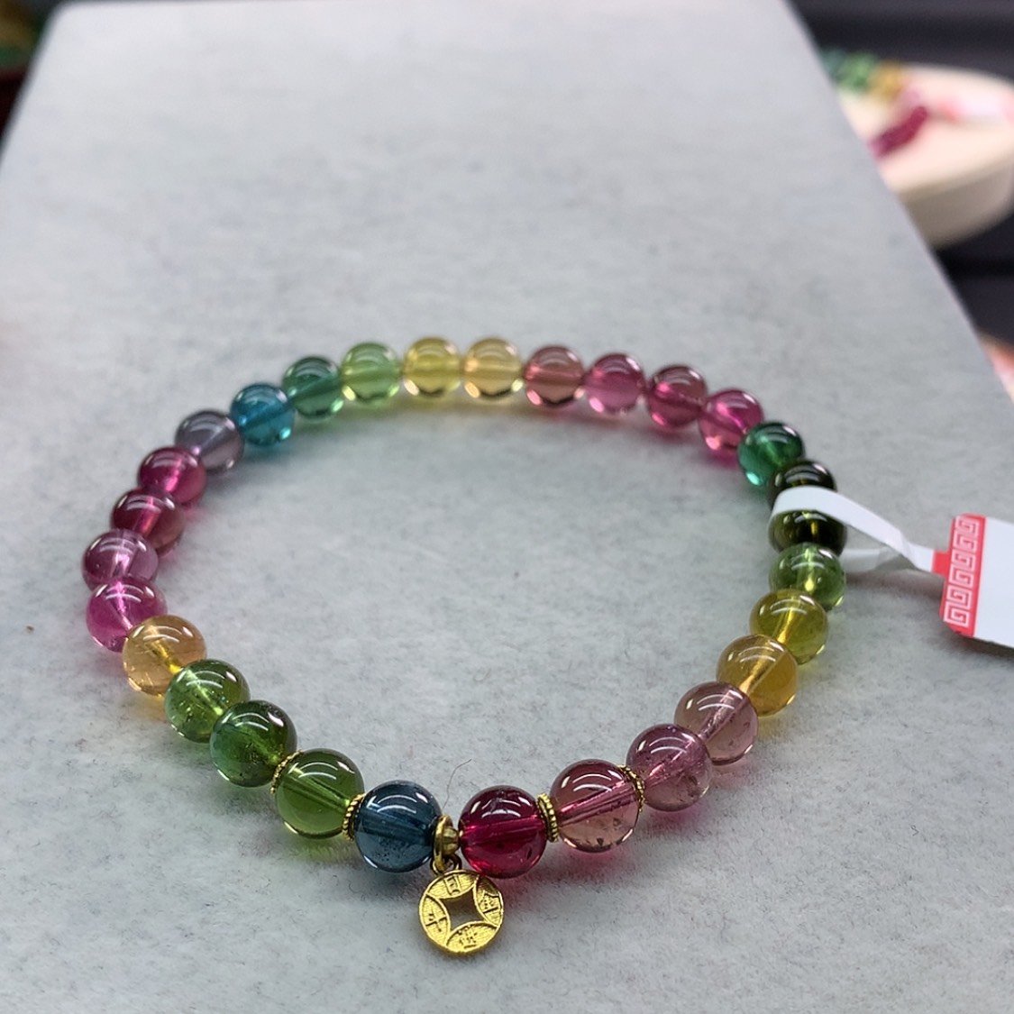 【闪购商品】碧玺手链未镶嵌碧玺色标单圈6.3