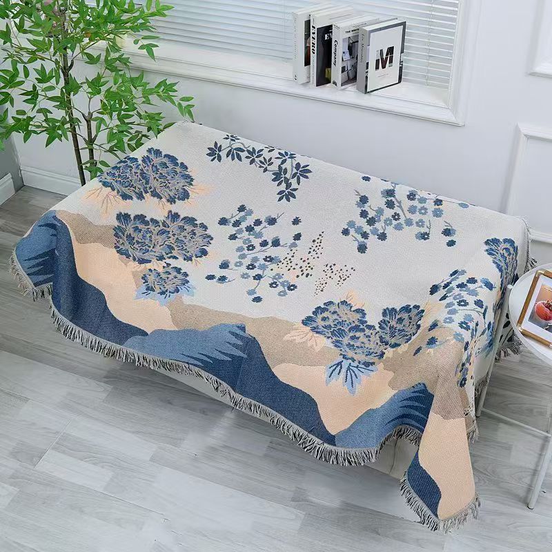 【艺术品订制水墨牡丹】贵妃位125*180加厚加密防滑沙发巾