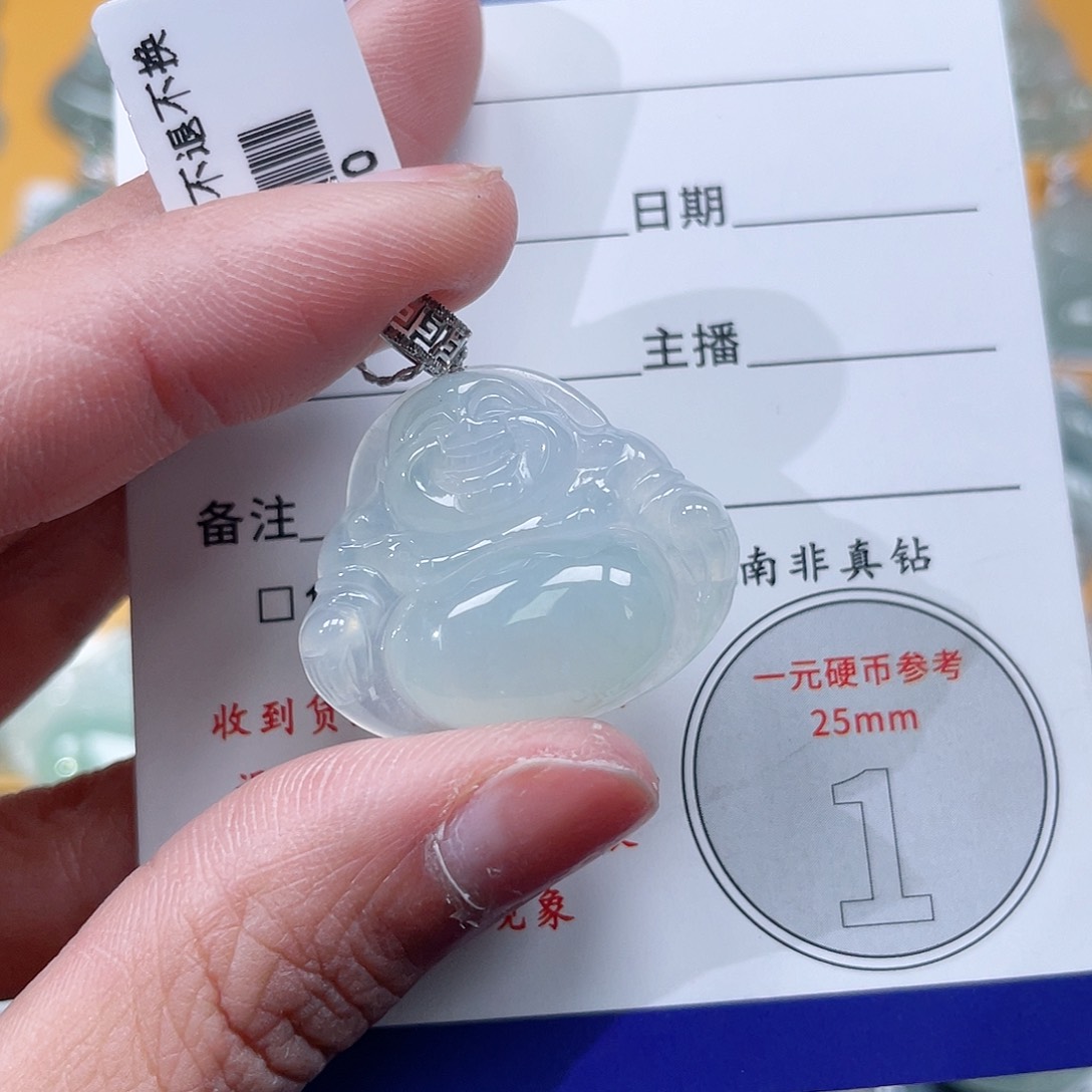 翡翠挂件18K金镶嵌小**?佛公