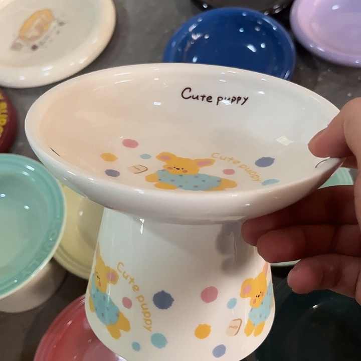 陶快乐小狗陶瓷餐具高脚