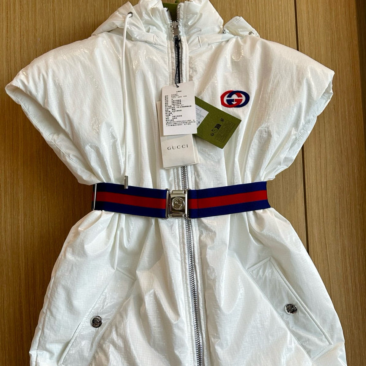 未使用 GUCCI/古驰 Gucci 双G互扣连帽棉背心 42码