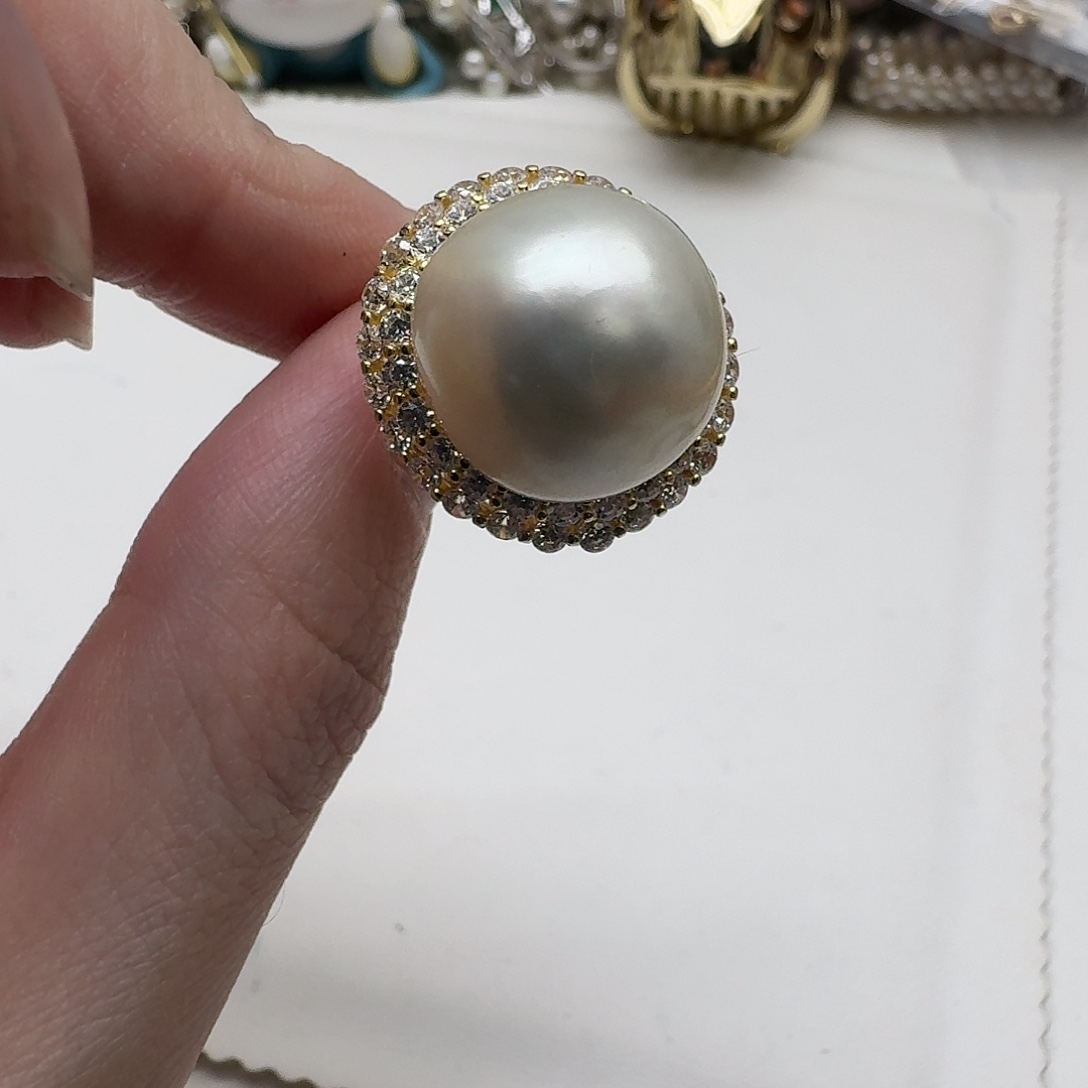 戒圈拼合珍珠（马贝珠）银S925镶嵌