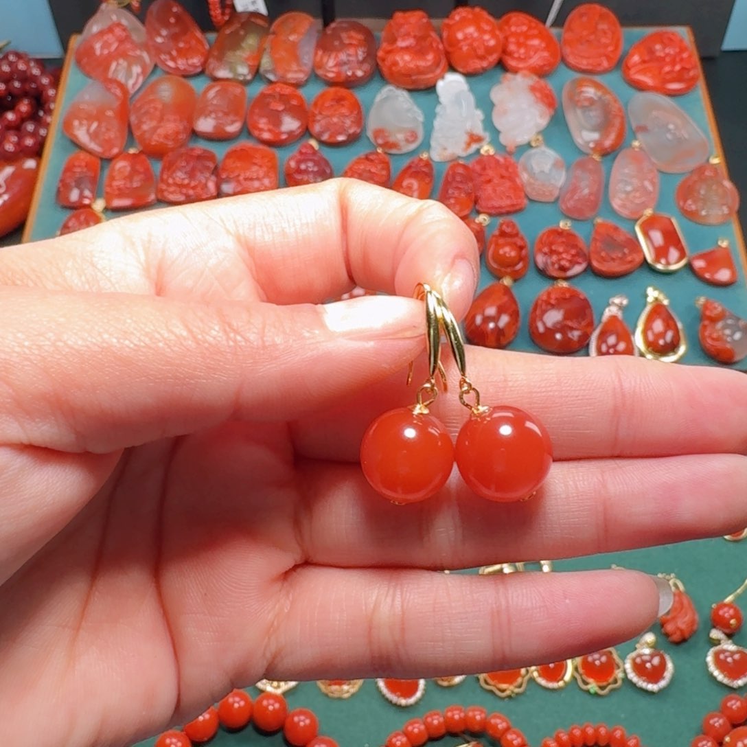 南红玛瑙南红12+银S925镶嵌