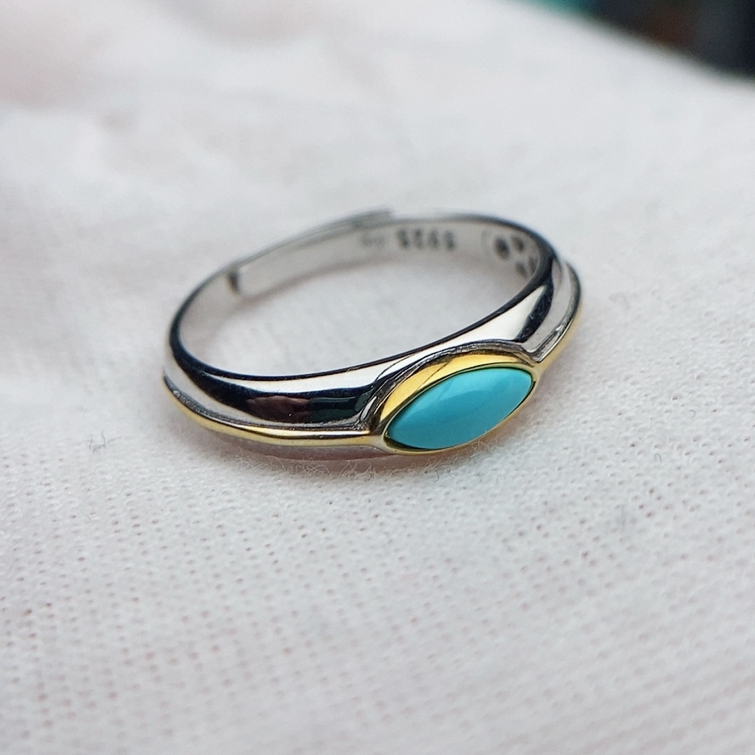 绿松石戒指银S925镶嵌