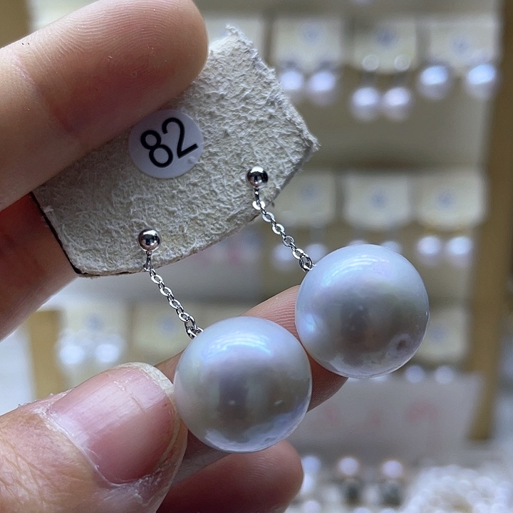 银S925镶嵌淡水珍珠耳饰