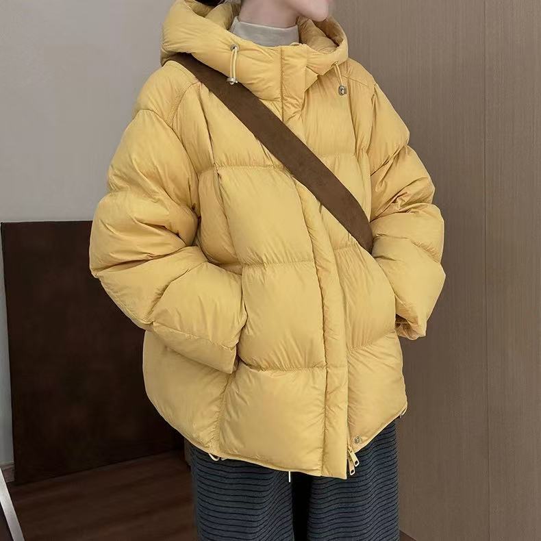 新款韩版简约方格长袖羽绒服Y249114