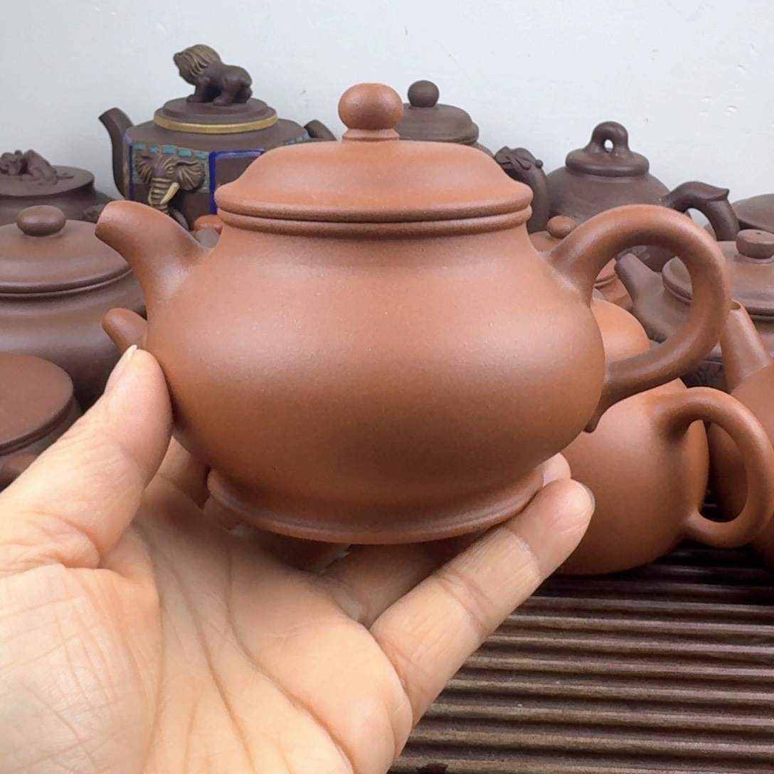 信***鸽茶壶紫砂260cc矮潘红泥