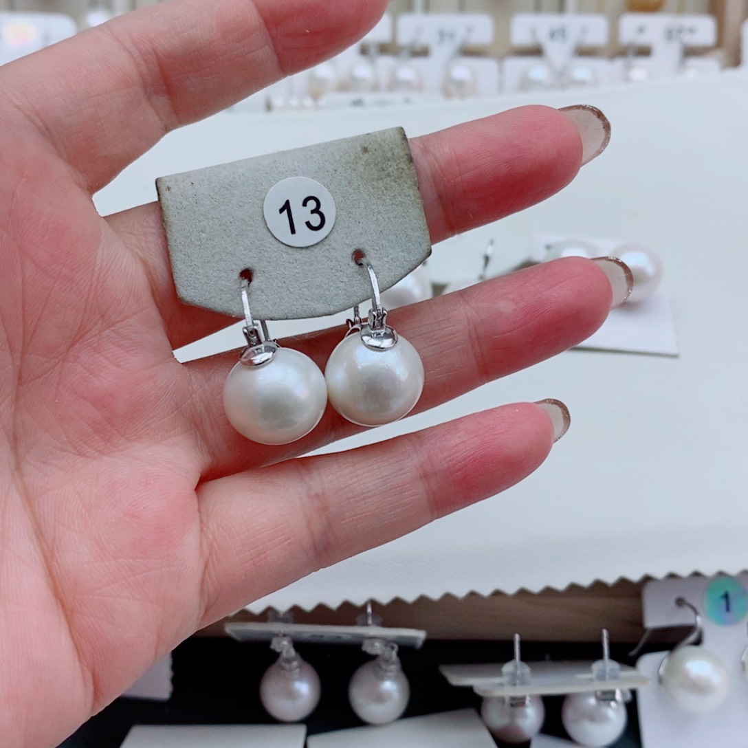 银S925镶嵌淡水珍珠耳饰