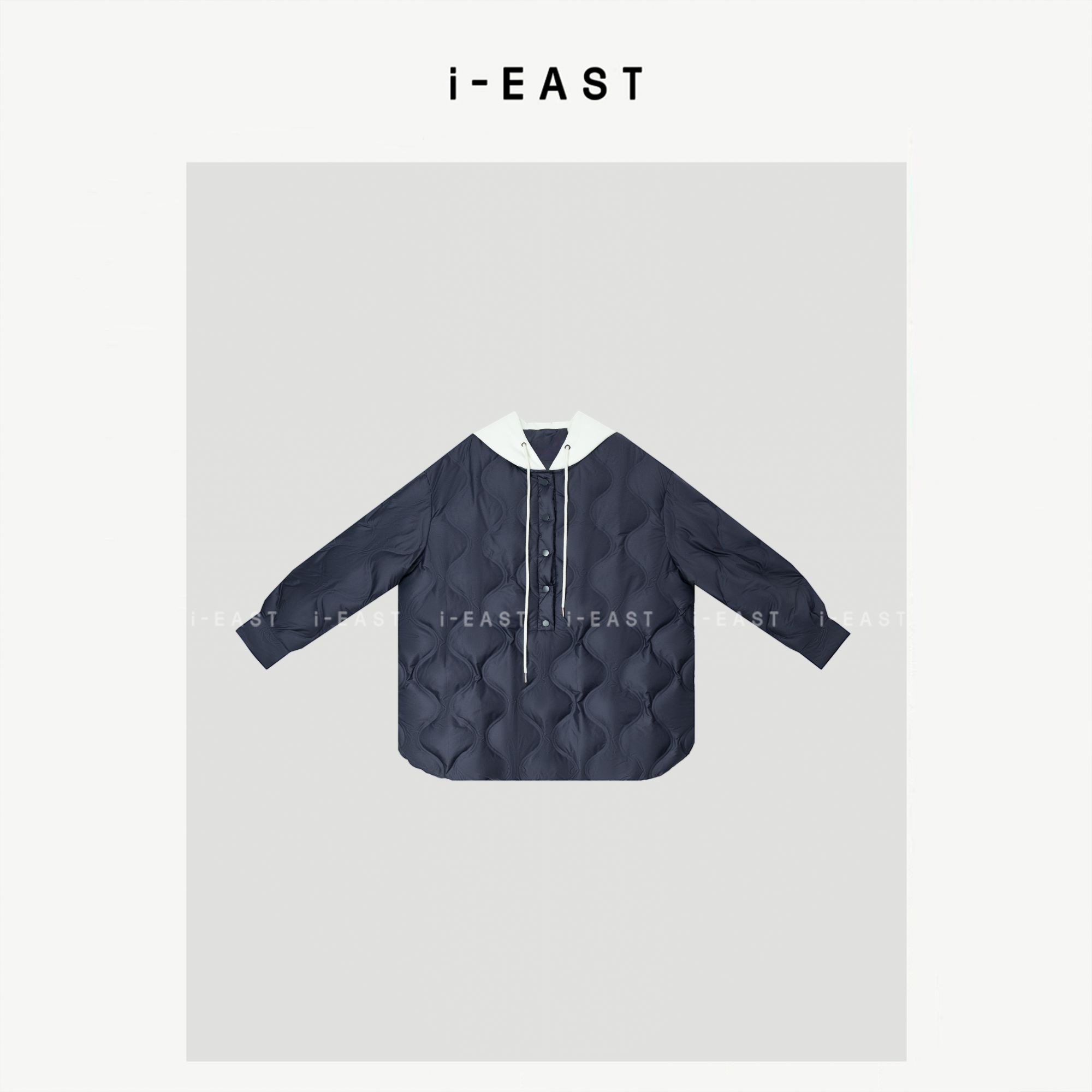 i-EAST 岛屿泡泡~秋冬极简撞色连帽羽绒服外套-5D 25W96Y