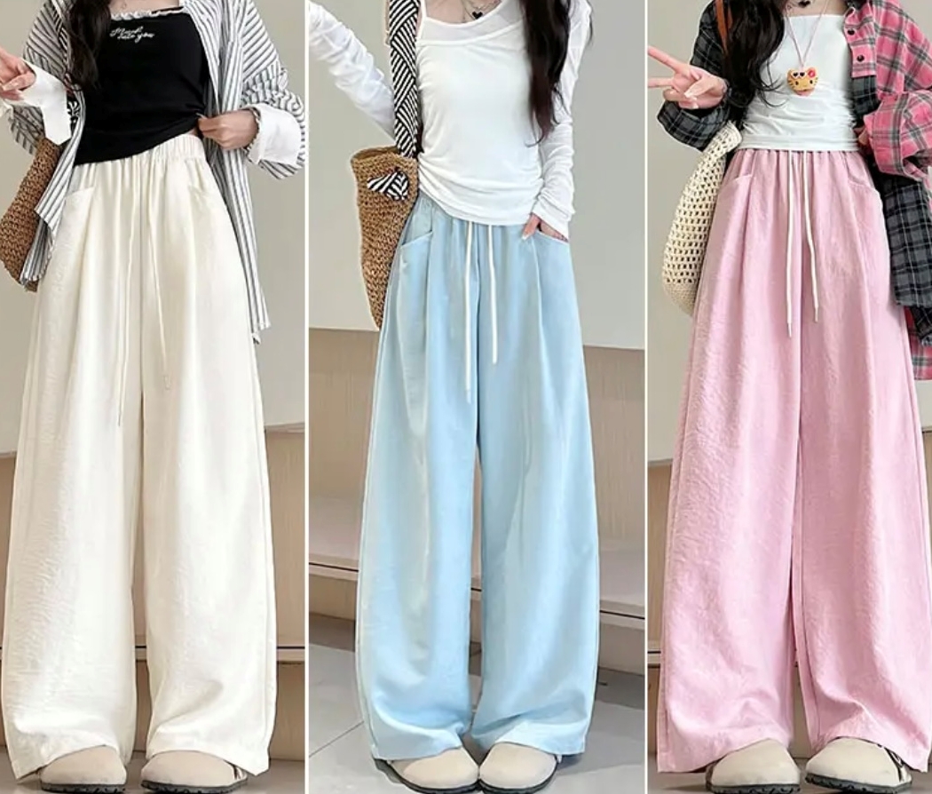 5806慵懒风显瘦高腰阔腿裤