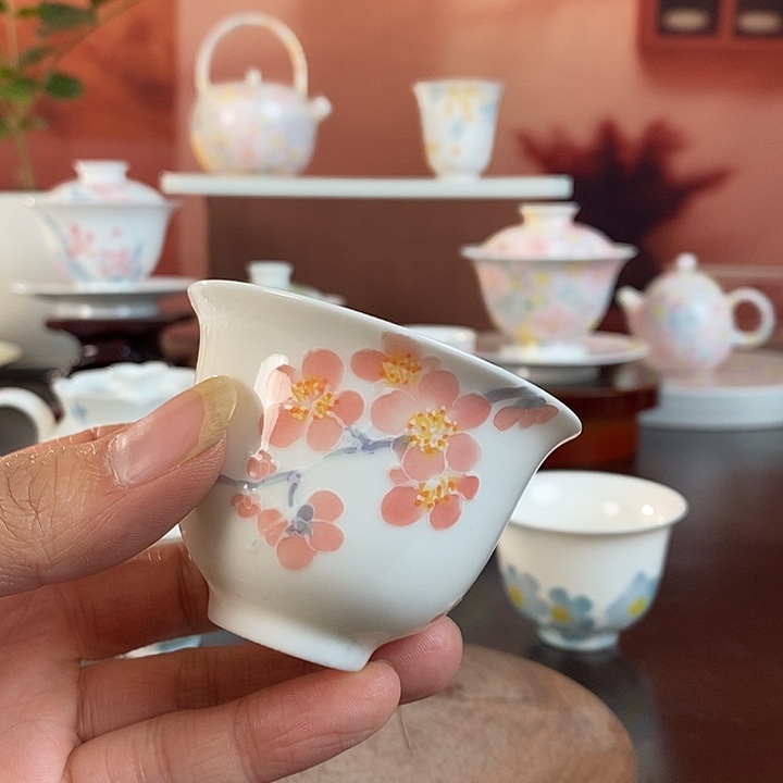 梅花撇口杯手绘（60ml