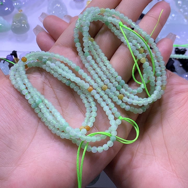 翡翠颈饰未镶嵌天然翡翠A货珠链多样性发货发其一