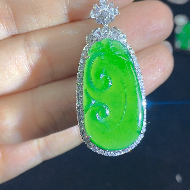 翡翠银S925镶嵌吊坠(不含链)