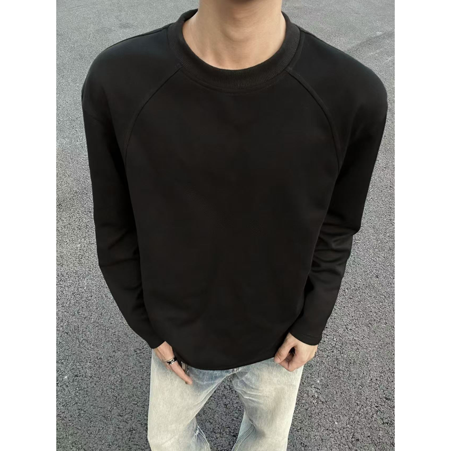 莫狂少年简约时尚基础款圆领长袖卫衣结构裁缝设计宽松百搭打底衫