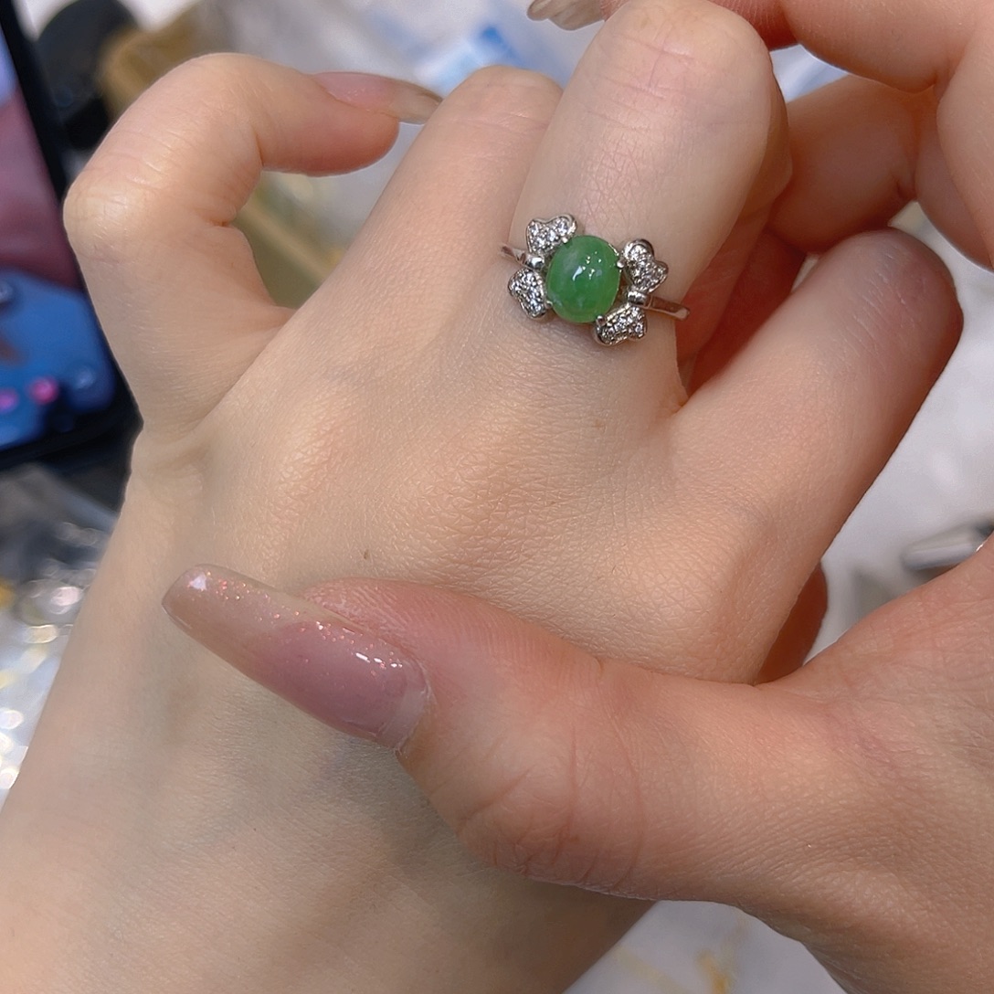 翡翠银S925镶嵌戒指