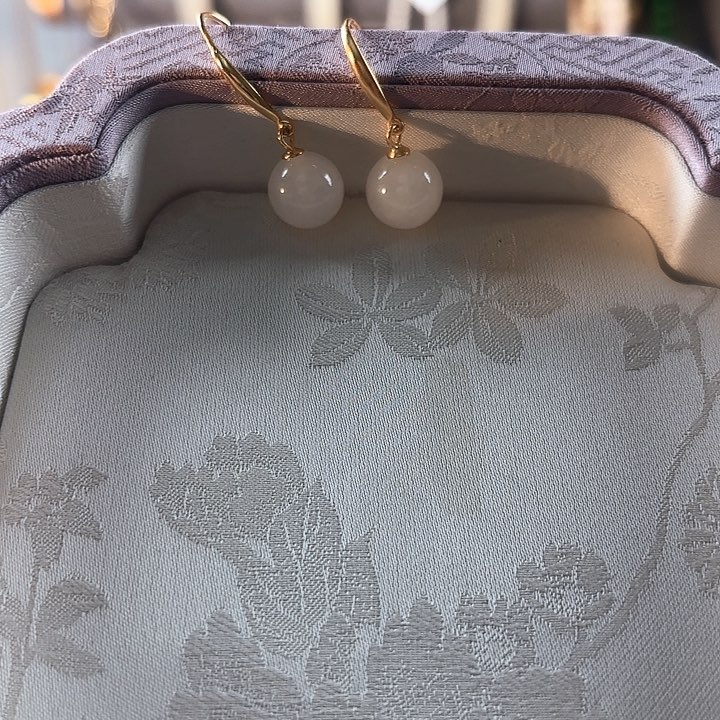 和田玉银S925镶嵌耳饰