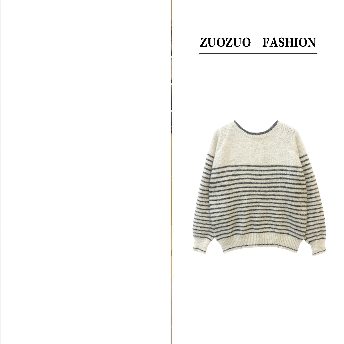 【ZUOZUO】圆领条纹针织撞色时尚保暖毛衣9212