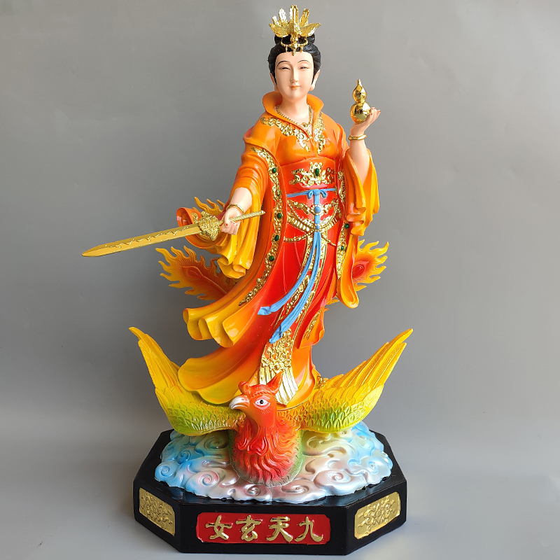 树脂九天玄女神像踏凤九天圣母女娲娘娘树脂神像家用供奉摆件
