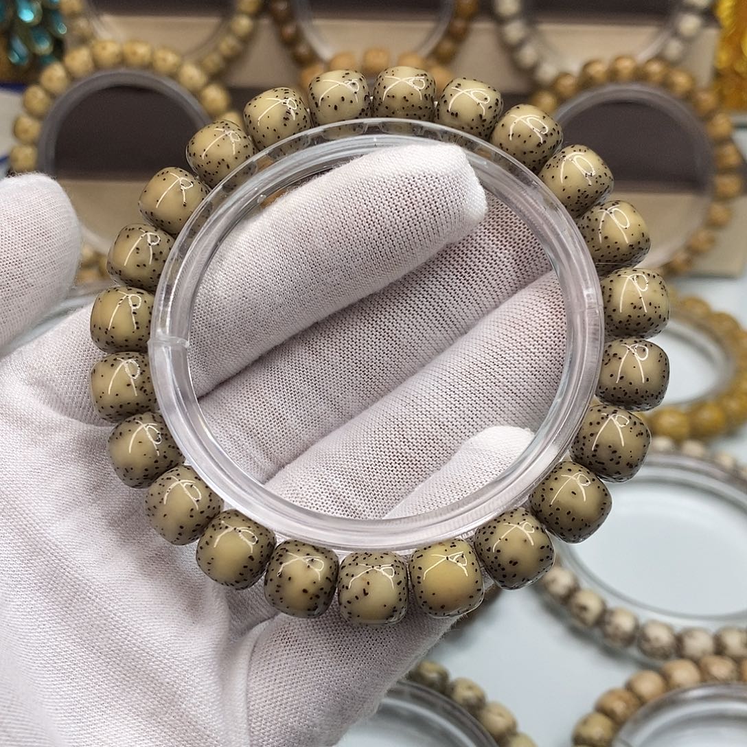 星月菩提手串9×10一物一图原生态同枝糯冰双留白小细星