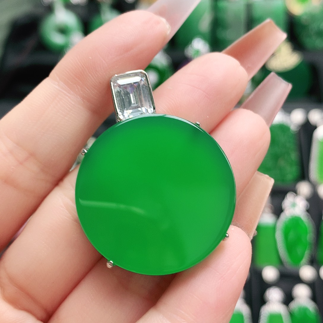 玛瑙/玉髓吊坠银S925镶嵌