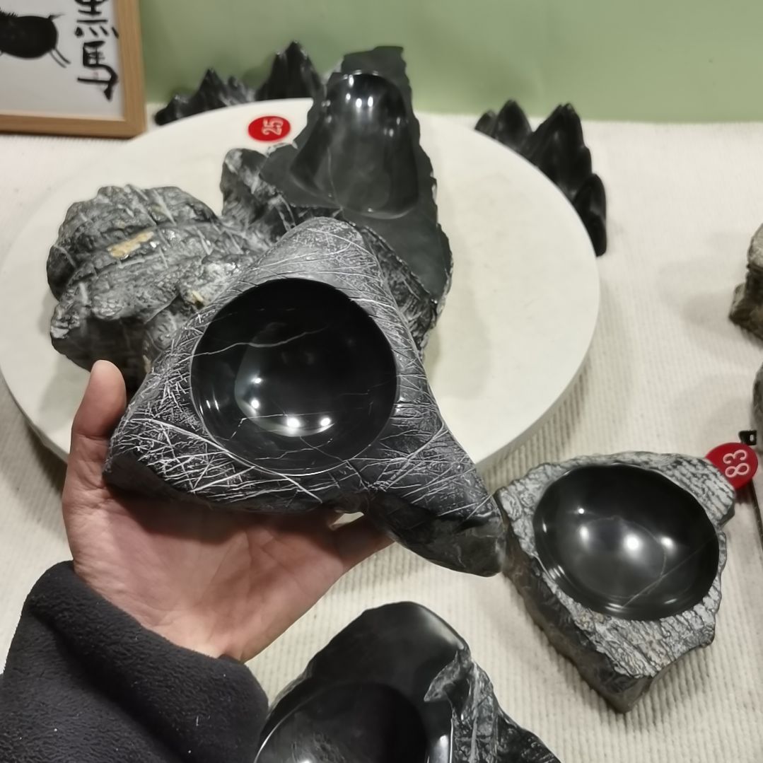 灵璧原石砚台摆件