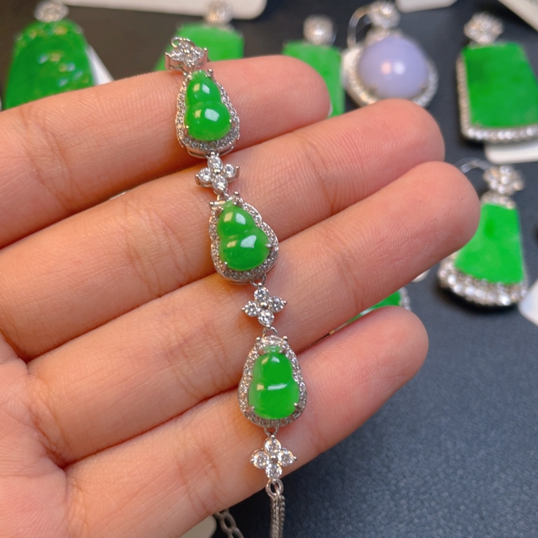 翡翠银S925镶嵌吊坠(不含链)