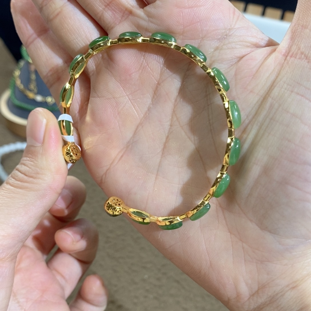 和田玉手链银S925镶嵌Cs