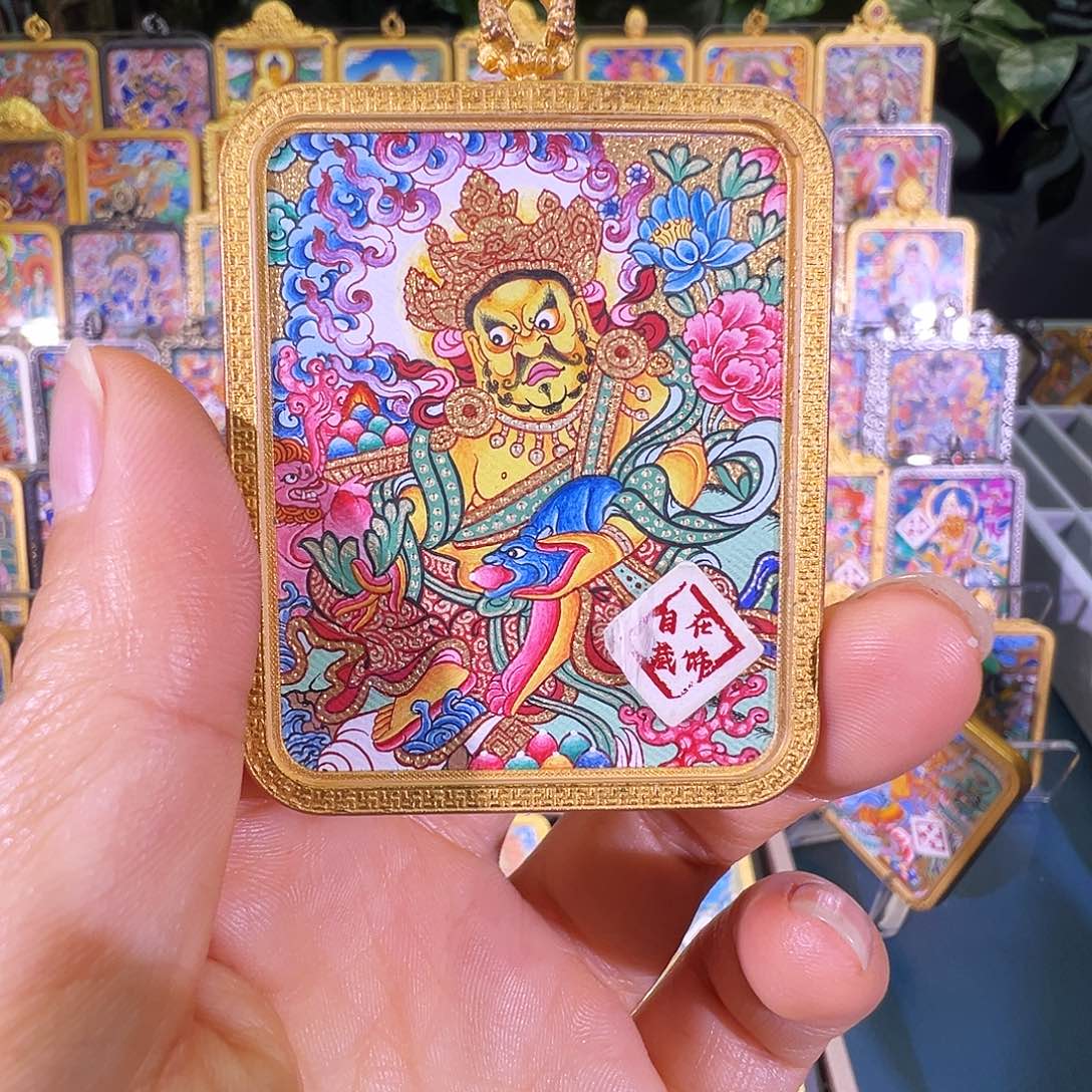 吊坠黄c热贡纯手绘唐卡