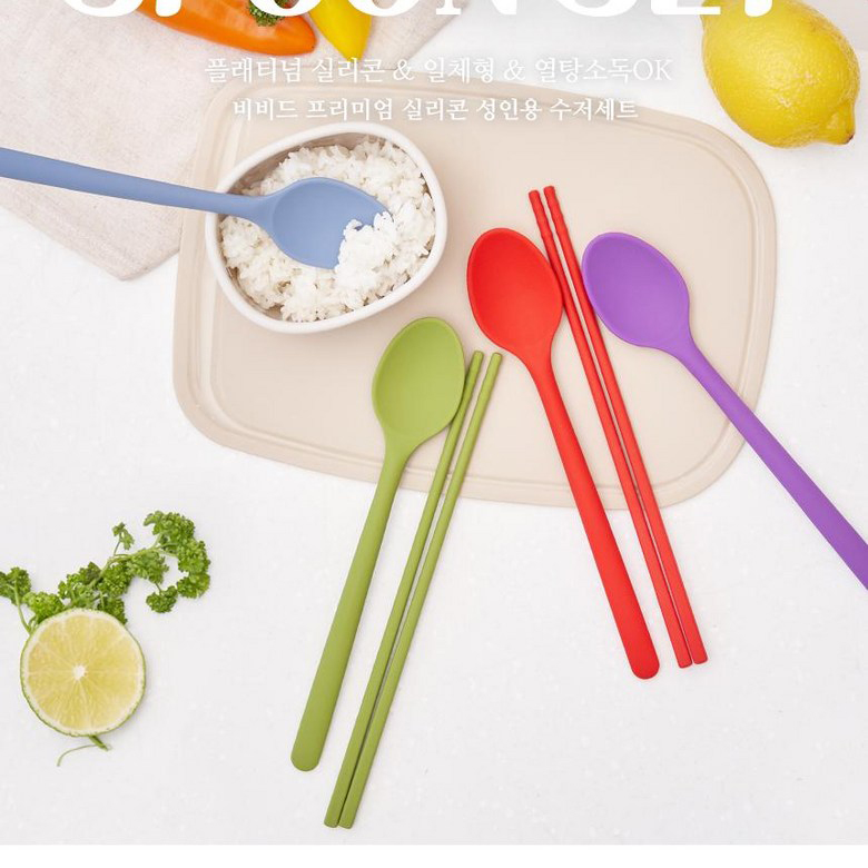 韩国-硅胶小勺饭勺调料勺家用厨房硅胶系列大勺硅胶筷子餐具