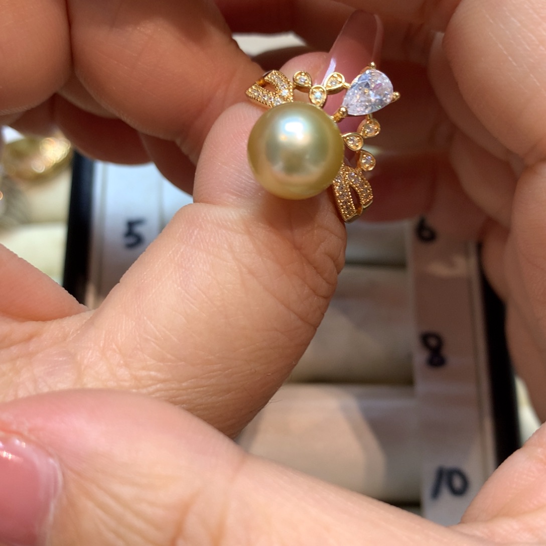 海水珍珠戒指银S925镶嵌