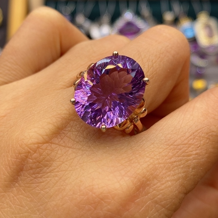 水晶戒指银S925镶嵌天然水晶戒指