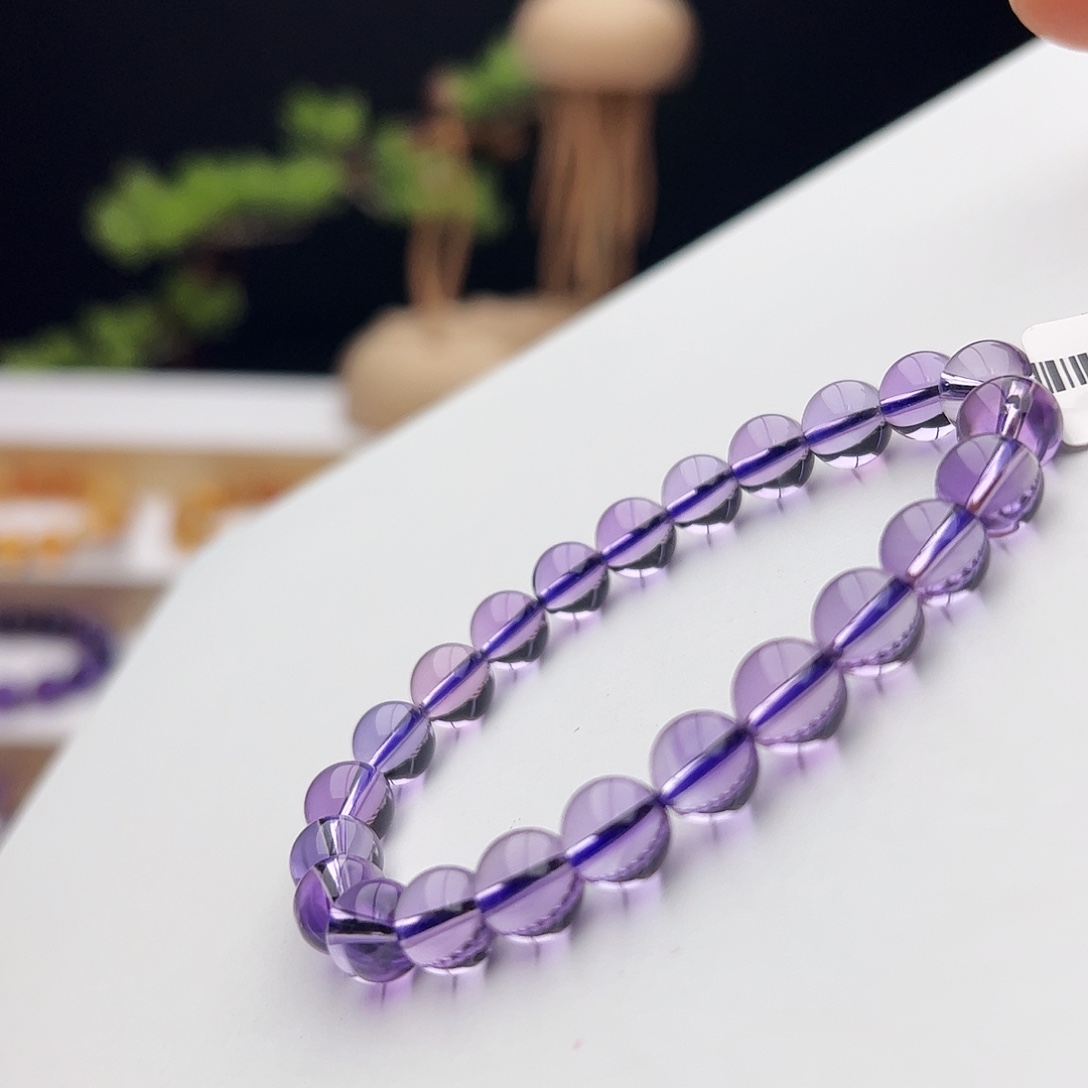 水晶未镶嵌手链紫水晶8.4mm17.5