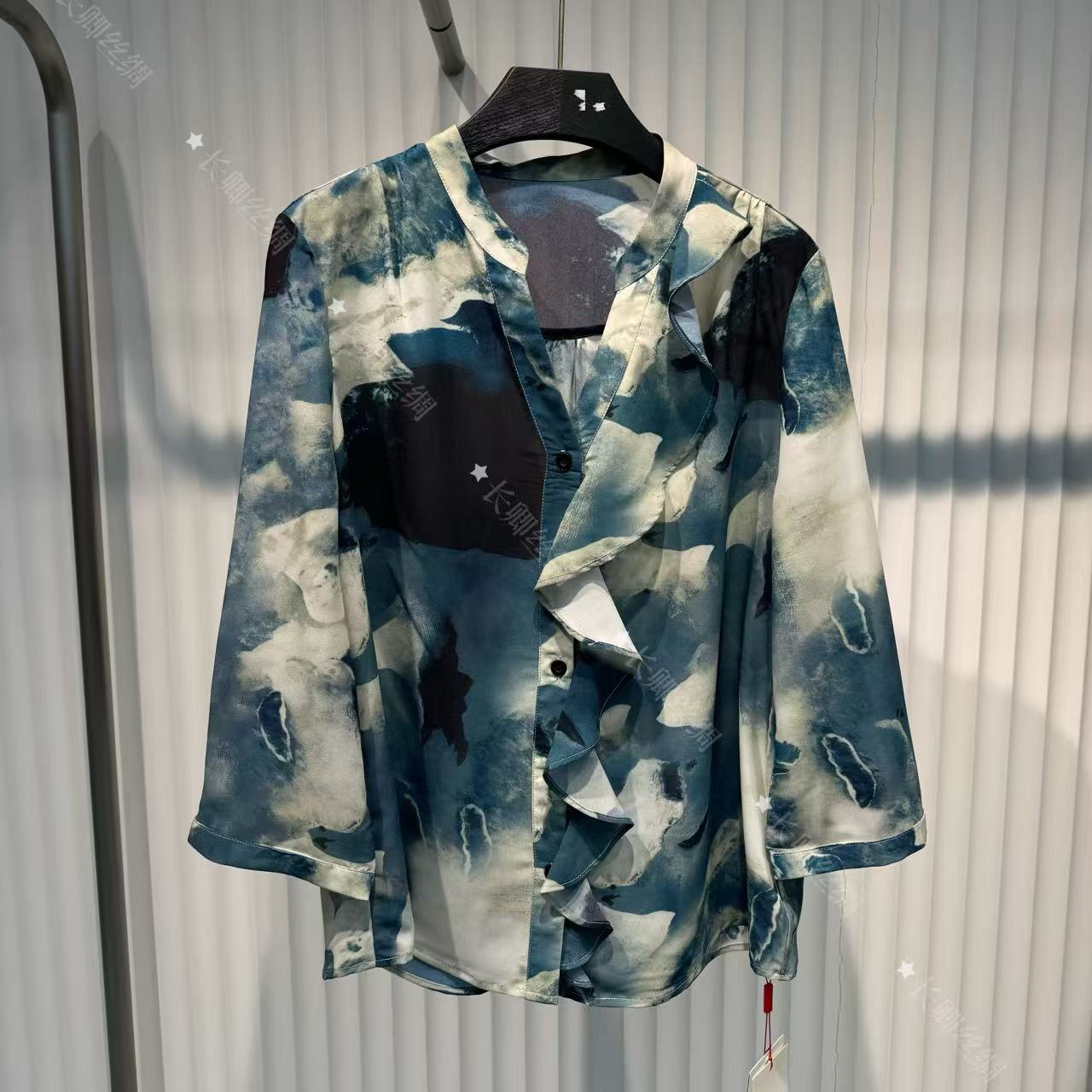 【长卿】水墨画古风荷叶边领衬衫上衣FY5030504