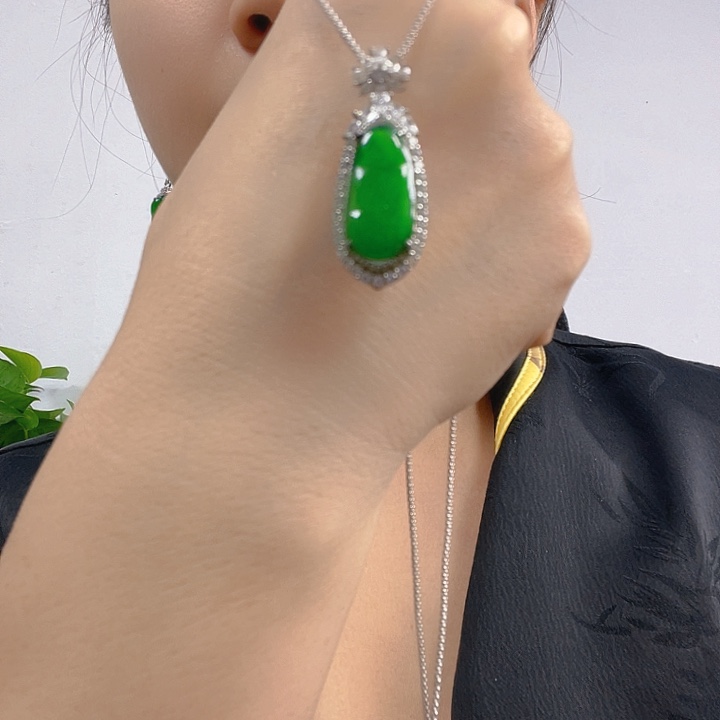 翡翠银S925镶嵌吊坠(不含链)