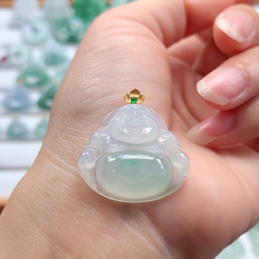 【闪购商品】翡翠吊坠(赠链)18K金镶嵌